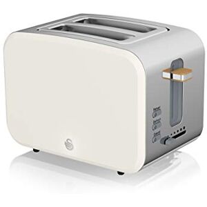 Swan ST14610WHTN Nordic 2-Slice Toaster with Defrost/Reheat/Cancel Functions, Cord Storage, 900W, White