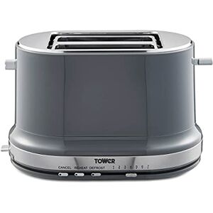 Tower T20043GRP Belle 2-Slice Toaster with 7 Browning Settings, Defrost/Reheat/Cancel, 800 W, Graphite