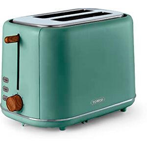 TOWER T20027JDE Scandi 2 Slice Toaster With Adjustable Browning Control, Centring Function, 800W, Jade Green