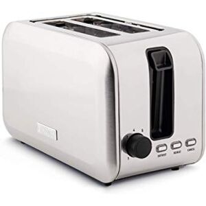 Haden Stoke Toaster 2 Slice - Brushed Stainless Steel Toaster - Adjustable Browning Control - Cancel/Defrost/Reheat Functions - Removable Crumb Tray - 750W