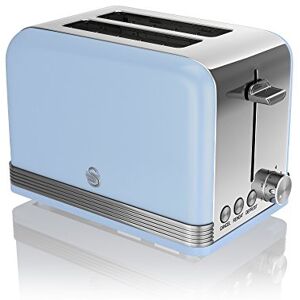 Swan ST19010BLN Retro 2-Slice Toaster with Defost/Reheat/Cancle Functions, Cord Storage, 815W, Retro Blue