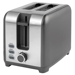 Salter EK4536GUNMETAL Cosmos 2-Slice Electric Toaster –7 Levels of Variable Browning Control, Defrost, Reheat and Cancel Functions, Removable Crumb Tray for Easy Cleaning, Indicator Lights, 930W, Grey