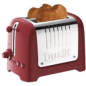 Dualit 2 Slice Lite Toaster 1.1kW Toasts 60 Slices an Hour Polished with Red Trim Bagel & Defrost Settings 36 mm Wide Slots 26207