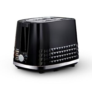 Tower T20082BLK Solitaire 2 Slice Toaster Black Chrome Accents, 850W, Black