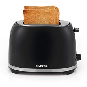 Salter EK2937 Deco Toaster – 2-Slice Electric Toaster, 7 Variable Browning Levels, Auto-Centring Bread Function, Anti-Jam & Anti-Slip, Defrost/Reheat/Cancel, Removable Crumb Tray, 850 W, Black