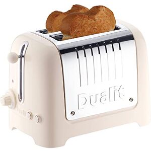 Dualit 2 Slice Lite Toaster 1.1kW Toasts 60 Slices an Hour Polished with Canvas White Trim Bagel & Defrost Settings 36 mm Wide Slots 26213