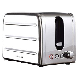 Daewoo Deauville 2 Slice Stainless Steel Toaster Reheat, Defrost & Cancel Controls Electronic Browning Feature Slide Out Crumb Tray High Lift Function 220-250V/50-60Hz/860-1050W - Silver