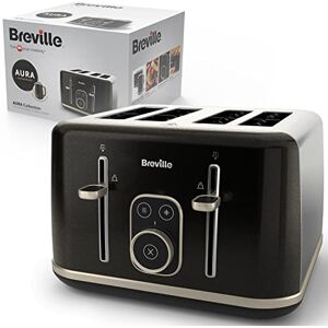 Breville Aura 4 Slice Toaster Touch Control Panel Extra High Lift Variable Width Slots Shimmer Black [VTR019]