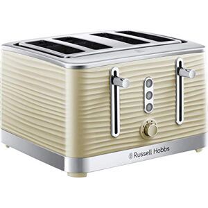 Russell Hobbs Inspire 4 Slice Toaster (Extra wide slots, High lift feature, 6 Browning levels, Frozen/Cancel/Reheat function with Blue LED illumination, 1800W, Cream textured high gloss) 24384