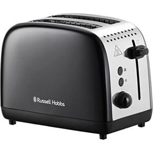 Russell Hobbs 2 Slice Lift & Look Toaster (Longer slots, 6 Browning levels, Defrost/Reheat/Cancel function, Removable Crumb Tray, 1670W, Black & Stainless Steel Gloss finish) 26550