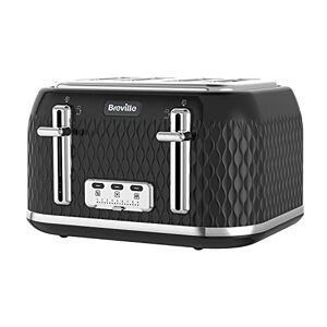 Breville Curve 4-Slice Toaster with High Lift and Wide Slots Black & Chrome [VTT786]