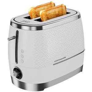 Beko Cosmopolis Toaster TAM8202CR, White Chrome Design, Extra Wide Slot 2-Slice, Includes Defrost, Reheat And Cancel Functions