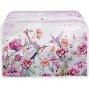 TOADDMOS Hummingbird Floral Pink 2 Slice Toaster Cover,Kitchen Appliances Dust Cover for Bread Bakeware