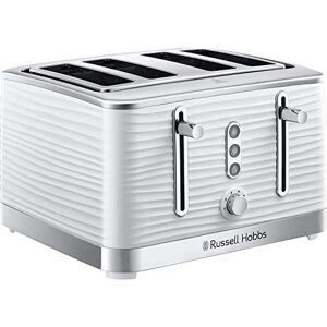 Russell Hobbs Inspire 4 Slice Toaster (Extra wide slots, High lift feature, 6 Browning levels, Frozen/Cancel/Reheat function with Blue LED illumination, 1800W, White textured high gloss) 24380