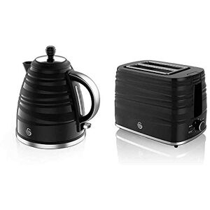 Swan, STP3050BN Symphony Kettle and 2 Slice Toaster Bundle, Jug Kettle Features A 360 Degree Rotational Base, 3000 Watts, Toaster Features 930 Watts, High Gloss and Matt Finish, Black