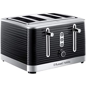 Russell Hobbs Inspire 4 Slice Toaster (Extra wide slots, High lift feature, 6 Browning levels, Frozen/Cancel/Reheat function with Blue LED illumination, 1800W, Black textured high gloss) 24381