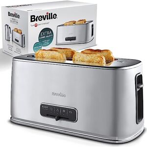 Breville Edge Silver 4-Slice Toaster with Extra Long Slots and High-Lift Brushed Stainless Steel [VTR023]