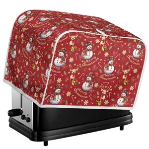 Kuiaobaty Xmas Snowman Pattern Toaster 2 Slice Cover with Hook, Dust-Proof Bread Machine Cover, Red Christmas Candy Home Kitchen Decor