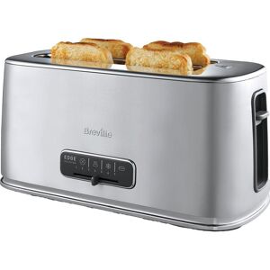 BREVILLE EDGE Long Slot VTR023 4 slice Toaster - Silver, Stainless Steel