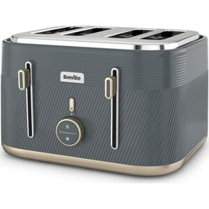 BREVILLE Obliq VTT972 4-Slice Toaster - Grey & Gold, Silver/Grey,Gold