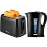 (Black) Geepas 1.7L Kettle & Toaster Set 2 Slice Toaster