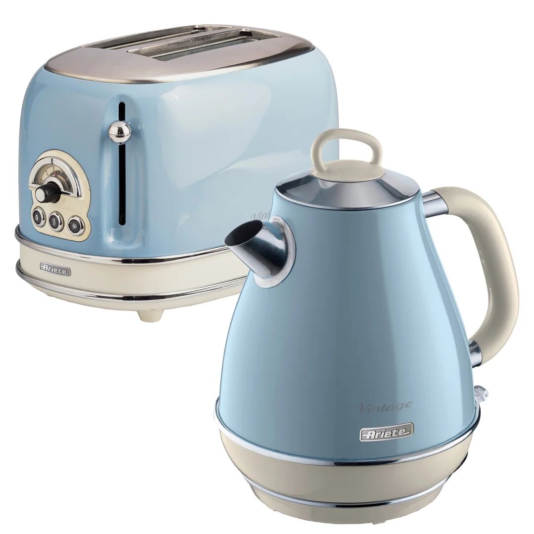 Ariete Vintage 1.7L Stainless Steel Jug Kettle with 2 Slice Toaster Set gray 30.5 H x 30.0 W x 22.0 D cm