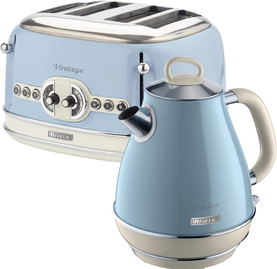 Ariete Vintage 1.7L Stainless Steel Jug Kettle with 4 Slice Toaster Set gray 30.5 H x 22.0 W x 22.0 D cm