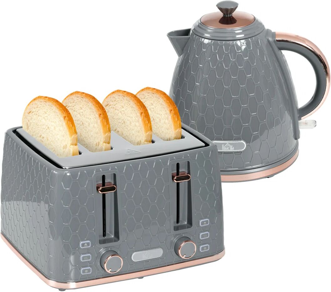 HOMCOM Kettle and Toaster Set gray 23.4 H x 24.2 W x 19.5 D cm