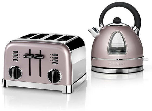 Cuisinart Style Vintage Rose Traditional Kettle & 4 Slice Toaster Breakfast Set