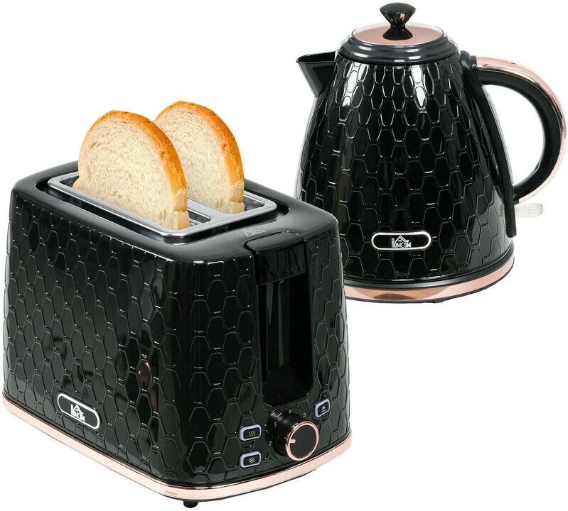 Homcom - Kettle and Toaster Set 1.7L Fast Boil Kettle & Toaster Set Black - Black