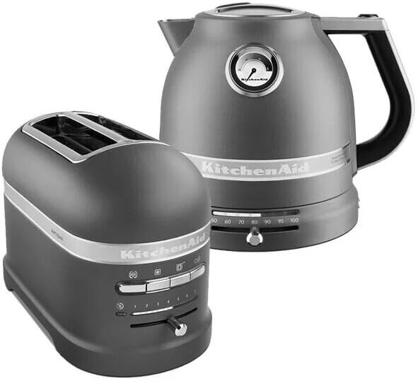 Artisan Matt Imperial Grey 2 Slot Toaster and Kettle Set - Kitchenaid