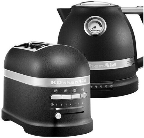 Artisan Cast Iron Black 2 Slot Toaster and Kettle Set - Kitchenaid