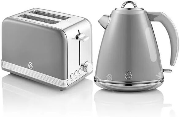 Swan - Retro Grey Kettle and 2 Slice Toaster Set