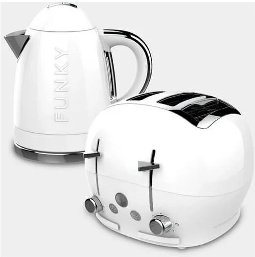 The Funky Appliance Company 1.7 Litre Kettle and 4 Slice Toaster Set White