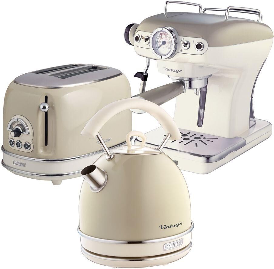 ARIETE Vintage ARPK16 Toaster, Kettle & Coffee Machine Bundle - Beige