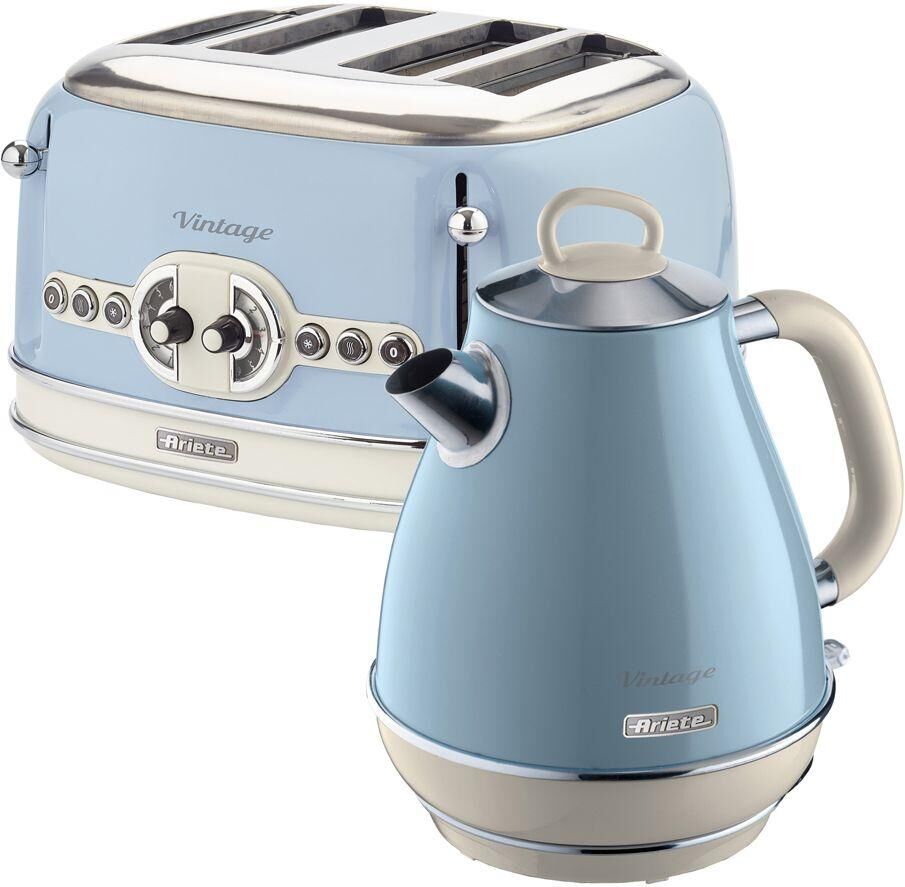 ARIETE Vintage ARPK21 4-Slice Toaster & Jug Kettle Bundle - Blue