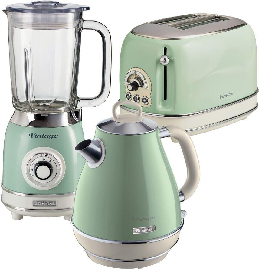 ARIETE Vintage ARPK23 2-Slice Toaster, Jug Kettle & Blender Bundle - Green