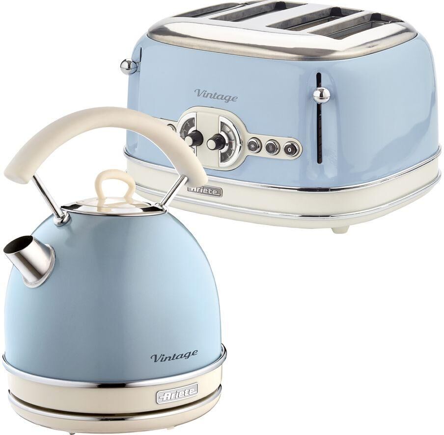 ARIETE Vintage ARPK39 4-Slice Toaster & Traditional Kettle Bundle - Blue