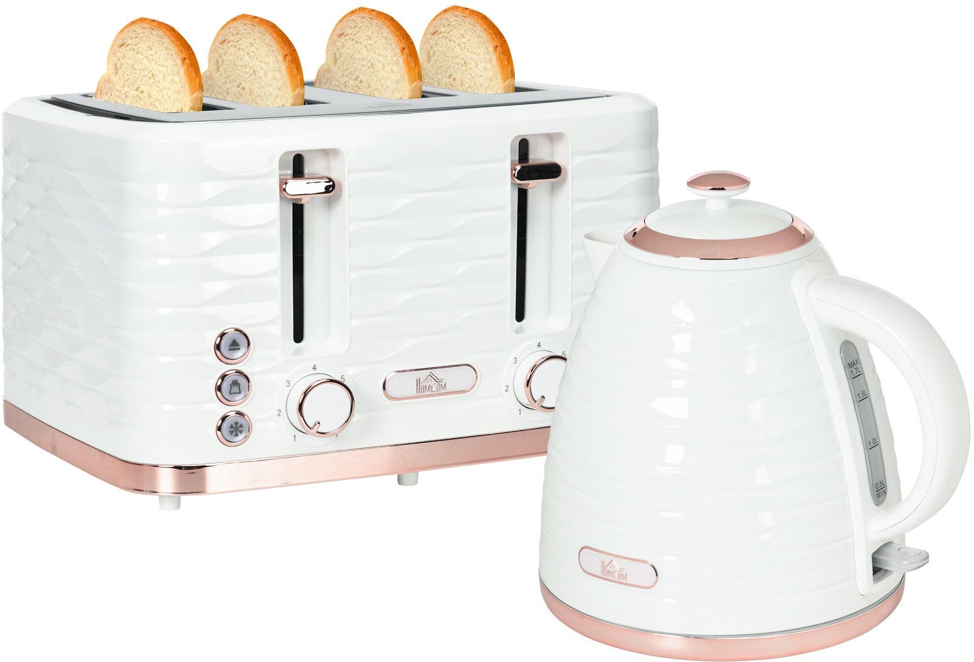 HOMCOM Kettle and Toaster Sets 1.7L Kettle 4 Slice Toaster Browning Control