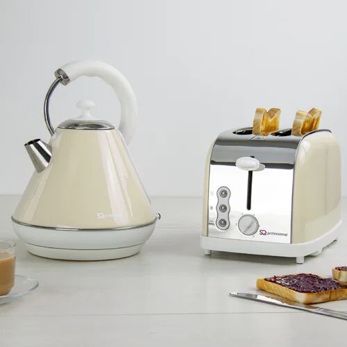 SQ Professional Gems 1.8L Stainless Steel Electric Kettle and 2 Slice Toaster Set SQ Professional Colour: Chantilly Width 116 x Drop 137cm