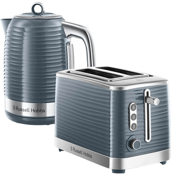 Russell Hobbs Inspire Kettle & 2 Slice Toaster Set Grey