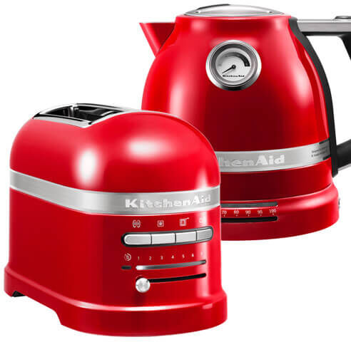 KitchenAid Artisan Empire Red 2 Slot Toaster and Kettle Set