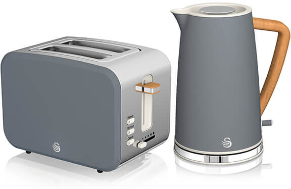 Swan Nordic Slate Grey 1.7 Litre Cordless Kettle and 2 Slice Toaster