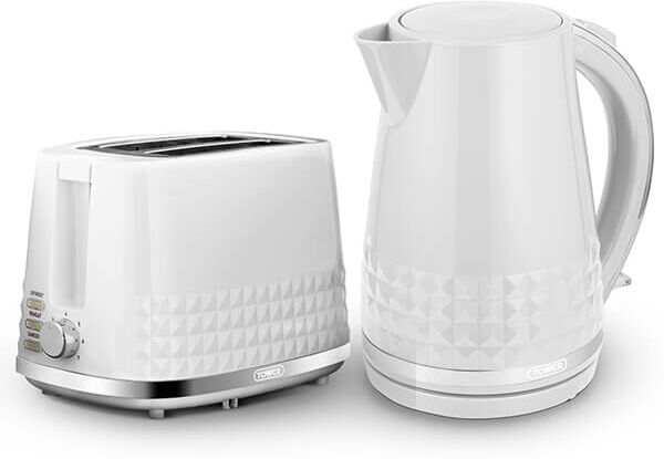 Tower Solitaire Kettle and 2 Slice Toaster Set White