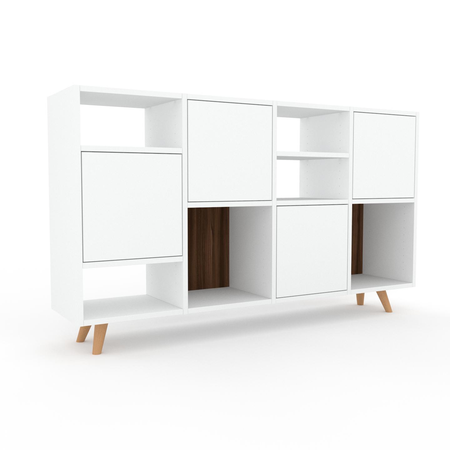 MYCS Sideboard Weiß - Designer-Sideboard: Türen in Weiß - Hochwertige Materialien - 156 x 91 x 35 cm, Individuell konfigurierbar