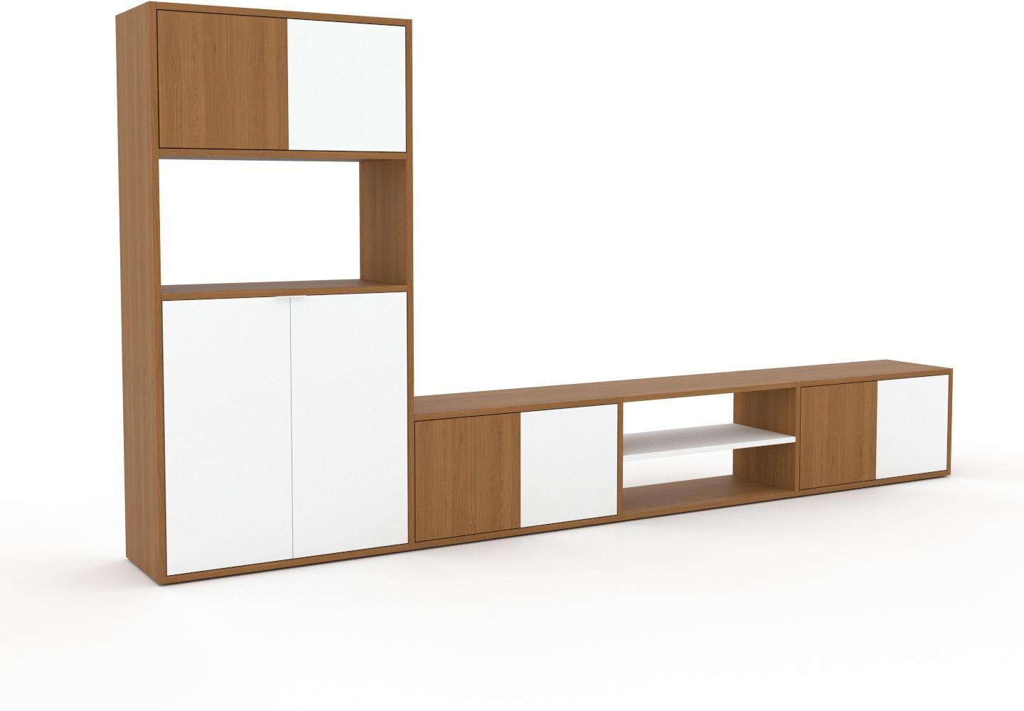 MYCS TV-Schrank Weiß - Moderner Fernsehschrank: Türen in Weiß - 301 x 157 x 35 cm, konfigurierbar