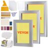 VEVOR Siebdruck Kit, 3 Stk. Aluminium Siebdruck Rahmen 6x10/8x12/10x14 Zoll 110 Mesh, 5 Glitter & Siebdruck Rakel & Folien für T-shirts, DIY Druck usw.