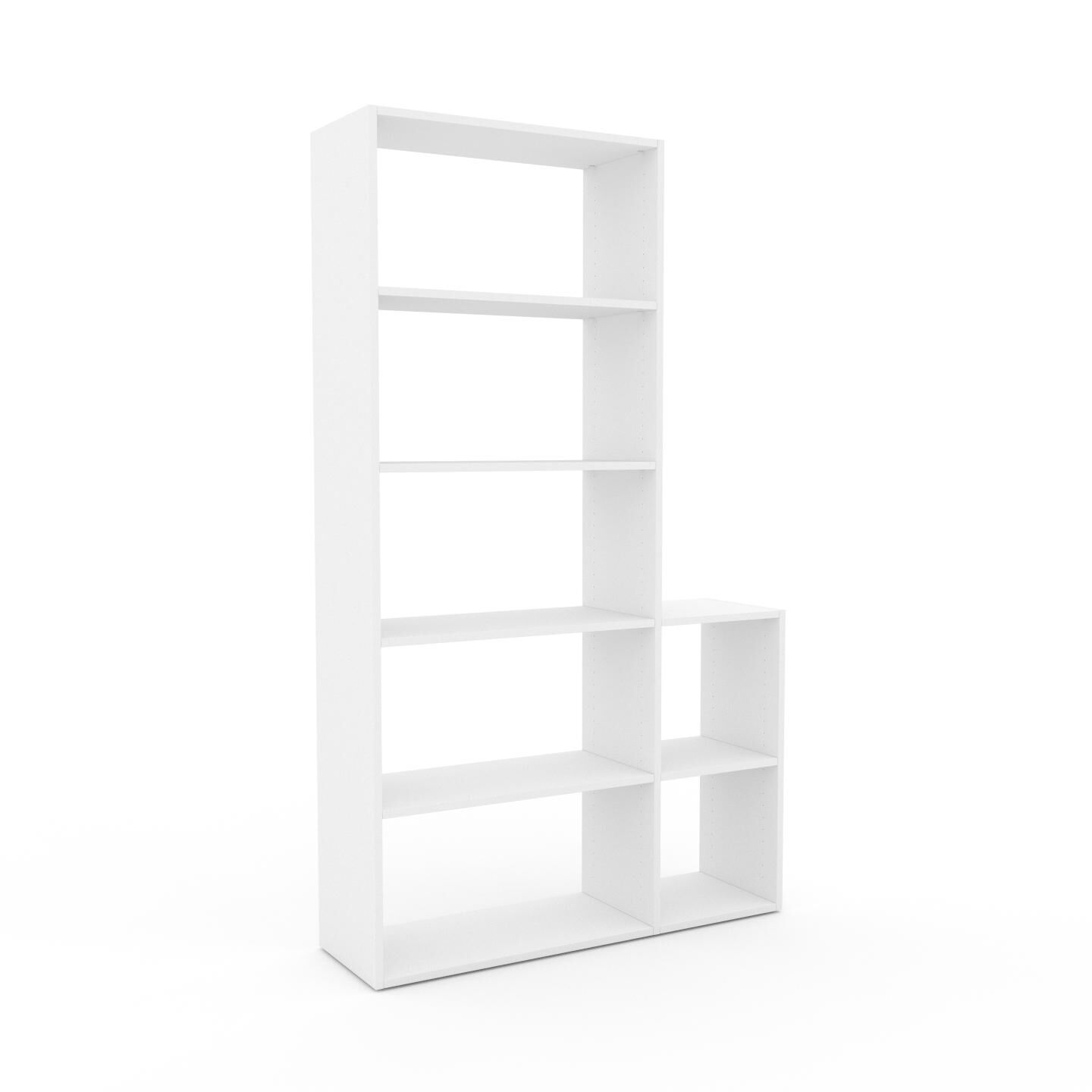 MYCS Bücherregal Weiß - Modernes Regal für Bücher: Hochwertige Qualität, einzigartiges Design - 116 x 195 x 35 cm, Individuell konfigurierbar