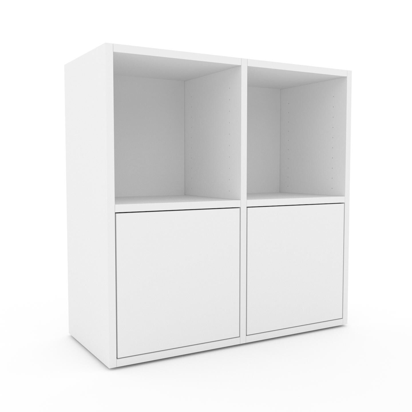MYCS Sideboard Weiß - Designer-Sideboard: Türen in Weiß - Hochwertige Materialien - 79 x 80 x 35 cm, Individuell konfigurierbar