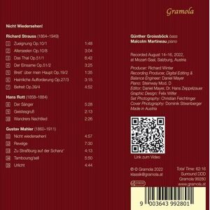 MediaTronixs Richard Strauss : Günther Groissböck/Malcolm Martineau: Nicht Wiedersehen! CD